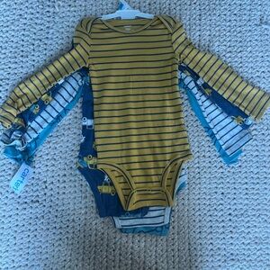 Carter's Striped Yellow and Blue Longsleeve Bodysuit Set